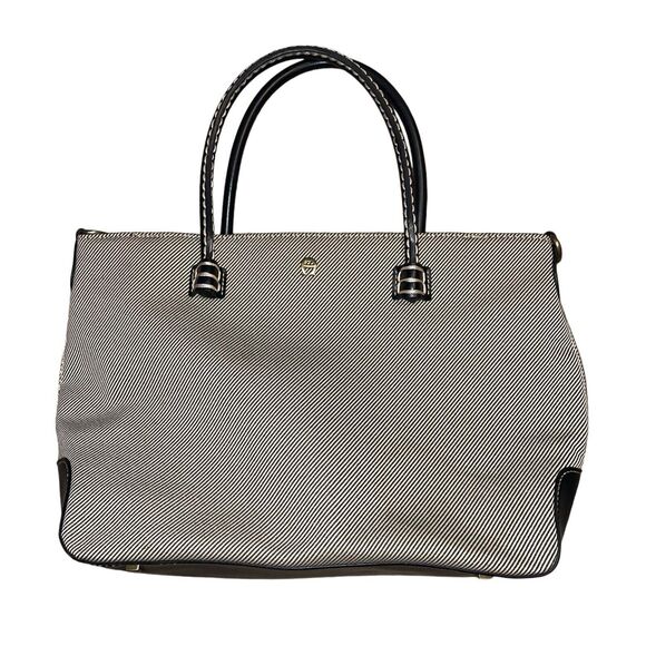 Vintage Etienne Aigner Handbag Canvas and leather Black‎ 9.5”x15” - Picture 1 of 12